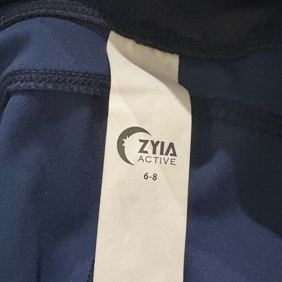 Zyia - Distressed Blue Ankle Cinch High Rise 7/8 Leggings - Picture 6 of 7